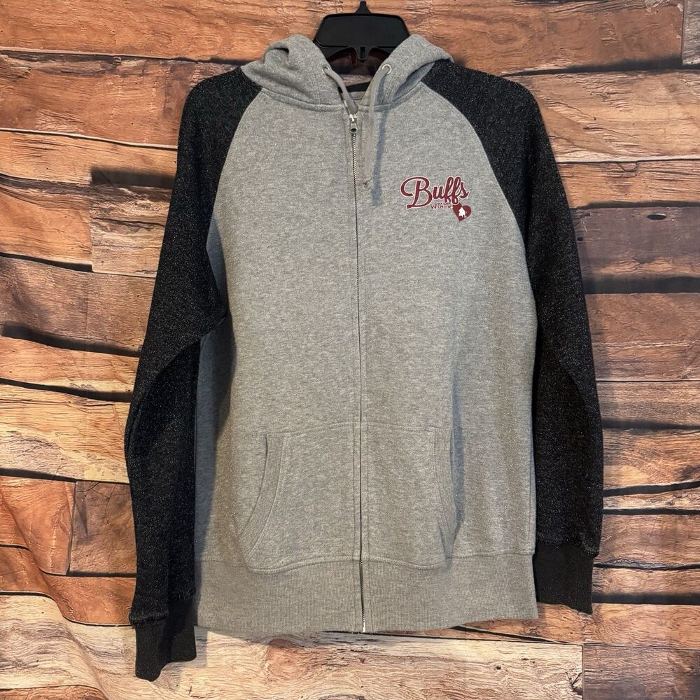 WTAMU West Texas A&M Buffs Gray Large Full Zip Hoodie Sweatshirt Glitter Women's